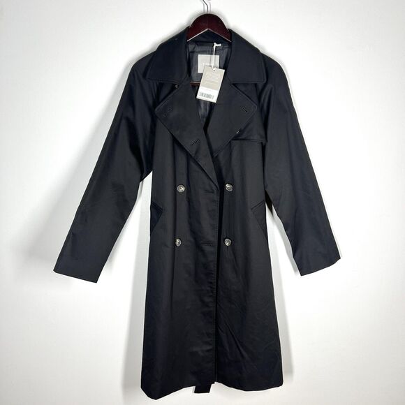 NEW Everlane The Modern Trench Belt Coat Black Sz L 100% Cotton - Picture 3 of 10